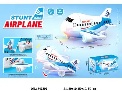 电动特技旋转飞机带灯光音乐 3*AA不包电_OBL1747397