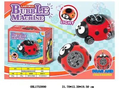 电动七星瓢虫牵引拉绳泡泡机带灯光配USB线  3.7V锂电池包电 2瓶50ML泡泡液 红_OBL1753990
