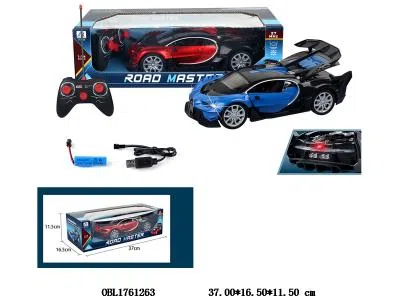 1:14五通布加迪遥控车带灯光 配USB线 车身3.7V包电  遥控器2*AA无包电 27频率 2色混装_OBL1761263
