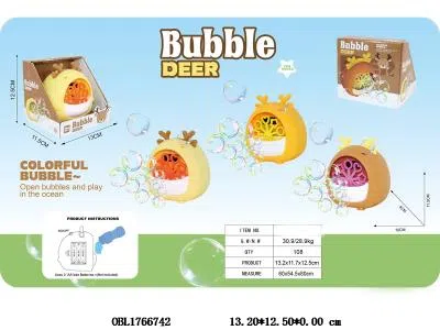 电动麋鹿泡泡机套装 3色混装 3*AA不包电_OBL1766742