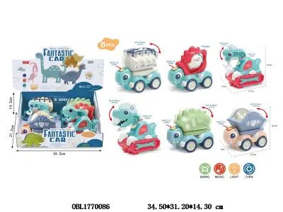 电动恐龙车带灯光声音 2*AAA无包电 6款混装 6只装1展示盒_OBL1770086