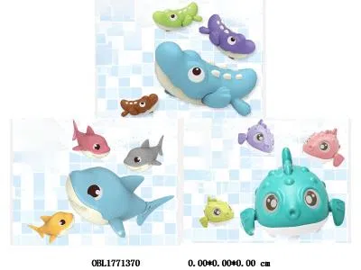3只装浴室上链卡通动物 河豚/鲨鱼/鳄鱼3款各4色混装_OBL1771370