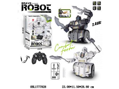 遥控机器人带灯光音乐 机身3.7V锂电池包电 遥控器2*AA不包电 2色混装 2.4G频率_OBL1777828