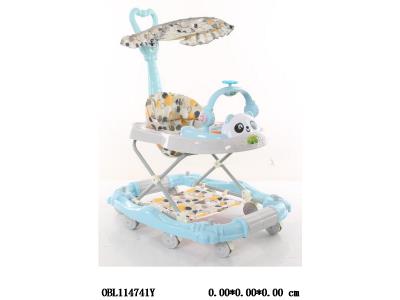 学步车带音乐 带篷带推把带踩垫 蓝 绿 粉红3色混_OBL114741Y