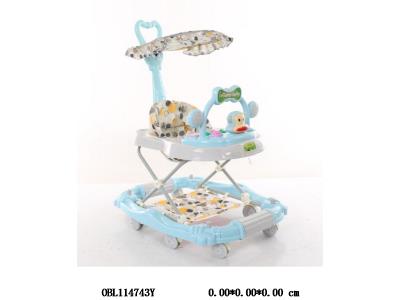 学步车带音乐 带篷带推把带踩垫 蓝 绿 粉红3色混_OBL114743Y