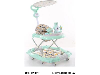 学步车带音乐 带篷带推把带踩垫 蓝 绿 粉红3色混_OBL114744Y