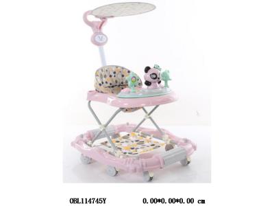 学步车带音乐 带篷带推把带踩垫 蓝 绿 粉红3色混_OBL114745Y