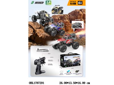 1:18五通合金攀爬遥控车带灯光喷雾配USB线  车身3.7V包电   遥控器2*AA无包电 2.4G频率 3色混装_OBL1787291