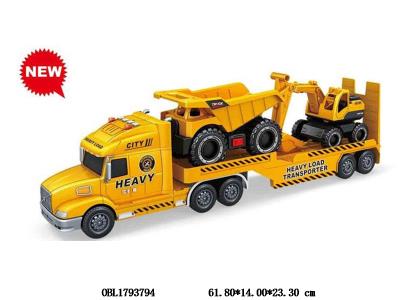 惯性工程运输车带灯光声音 载2只工程车  6*AG13包电_OBL1793794