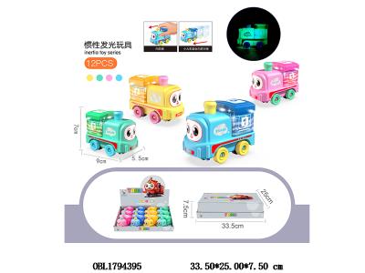 惯性小火车带灯光 2*AG3包电 4色混装 12只装一展示盒_OBL1794395