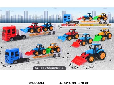 惯性拖头拖车载2只滑行车 车头2色混装 车仔4款混装_OBL1795361
