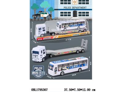 惯性拖头托板载1只滑行警察巴士车_OBL1795367