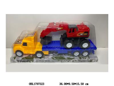 惯性平板车 载滑行挖掘车 车头颜色2色混装_OBL1797523