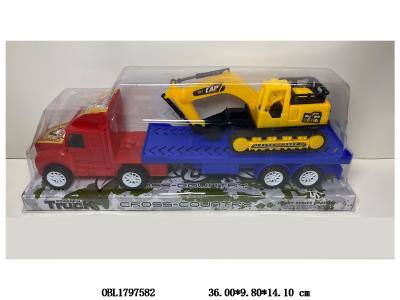 惯性平板车 载滑行挖掘机  车头颜色2色混装_OBL1797582