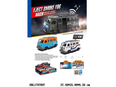 惯性改装面包车带灯光声音喷雾 可开门 2*AAA不包电 3色混装 6只装一展示盒_OBL1797897