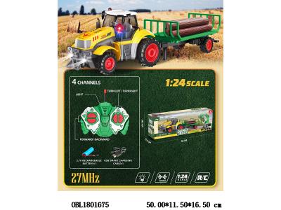 1：24四通遥控农夫车拖木材运输车带灯光 配USB线  车身3.7V锂电池包电 遥控器2*AA无包电 27频率_OBL1801675