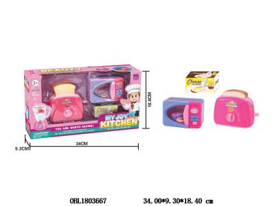 家用电器套装 带灯光 面包机/微波炉各2*AA不包电_OBL1803667