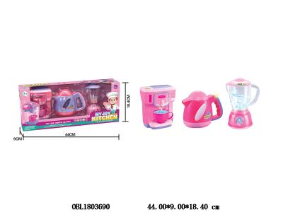电动家具套装 带灯光/音乐 咖啡机/搅拌机/水壶各2*AA不包电_OBL1803690