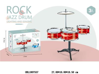 儿童爵士鼓 炫酷红小三鼓 带灯光 3*AG10包电_OBL1807557