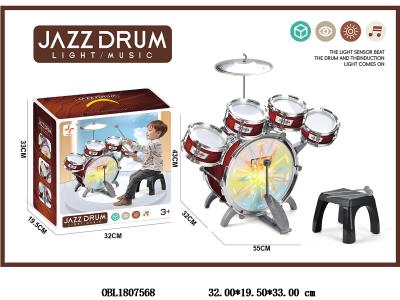 儿童爵士鼓 小竖五鼓 带灯光 3*AG10包电_OBL1807568