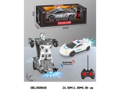 四通遥控变形警车 车身3*AAA不包电 遥控器2*AA不包电 27频率 2色混装_OBL1809048