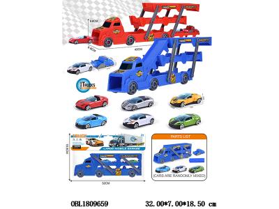 弹射收纳车配3只滑行车 1个弹射器 大车2色混装 车仔款式随机_OBL1809659