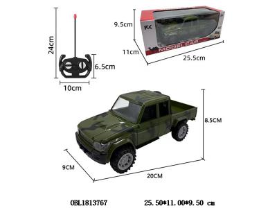 四通遥控车带灯光 车身2*AA不包电 遥控器3*AA不包电 27频率 绿色/沙漠色混装_OBL1813767