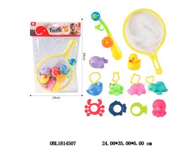 7只装搪胶动物套装配钓竿/网捞_OBL1814507