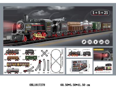 电动轨道火车套装带灯光音乐 4*AA不包电_OBL1817278