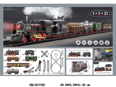 电动轨道火车套装带灯光音乐喷雾 4*AA不包电_OBL1817282