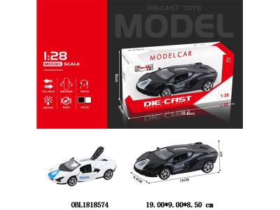 1:28仿真合金回力警车带灯光音乐 3*AG3包电 2款混装 可开门_OBL1818574