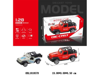 1:28仿真合金回力警车带灯光音乐 3*AG3包电 2款混装 可开门_OBL1818578