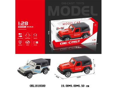 1:28仿真合金回力警车带灯光音乐 3*AG3包电 2款混装 可开门_OBL1818580