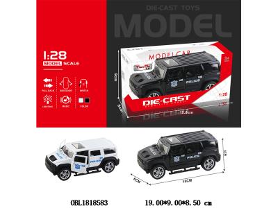 1:28仿真合金回力警车带灯光音乐 3*AG3包电 2款混装 可开门_OBL1818583