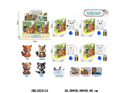 充气涂鸦森林动物 4款混装 12小盒装1展示盒_OBL1824114