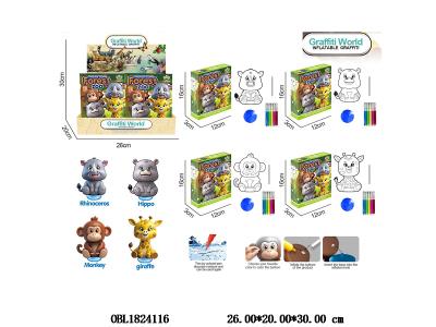 充气涂鸦森林动物 4款混装 12小盒装1展示盒_OBL1824116