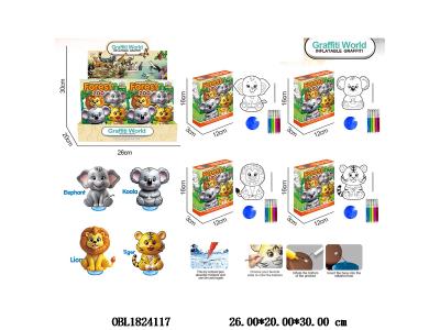 充气涂鸦森林动物 4款混装 12小盒装1展示盒_OBL1824117