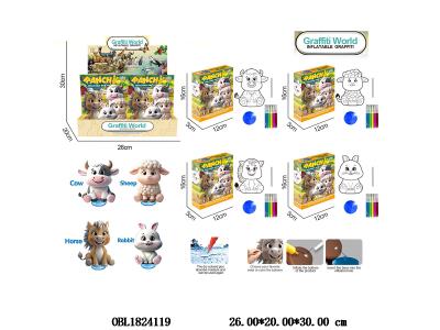 充气涂鸦家禽动物 4款混装 12小盒装1展示盒_OBL1824119