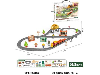 DIY拼装电动轨道车 84PCS 2*AA不包电_OBL1824126