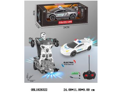 二通遥控变形警车 车身3*AAA不包电 遥控器2*AA不包电 27频率 2色混装_OBL1828322