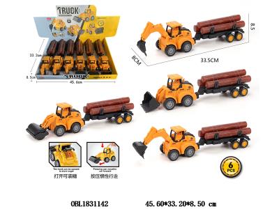 按压惯性工程车 拖木条 4款混装 6只装一展示盒_OBL1831142