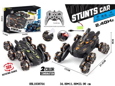 八轮遥控特技车带灯光喷雾漂移 配USB线 车身7.4V可充电池包电 遥控器2*AA不包电 2.4G频率 2色混装_OBL1838764