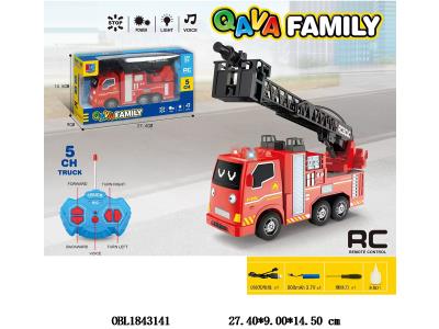 5通遥控消防车带灯光音乐 配USB线 车身3.7V锂电池包电 遥控器2*AA不包电_OBL1843141