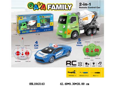 5通遥控车带灯光音乐 配1只4通遥控车 配2*USB线 车身各3.7V锂电池包电 遥控器各2*AA不包电_OBL1843143