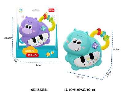 卡通河马电子琴带灯光音乐 2*AA包电 2色混装_OBL1852651