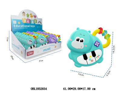 卡通河马电子琴带灯光音乐 2*AA不包电 2色混装 18个装一展示盒_OBL1852654