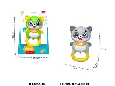 卡通浣熊带灯光音乐 2*AA包电 2色混装_OBL1852716