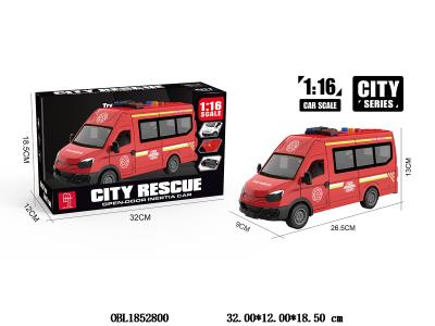 1:16惯性红色消防车 
带灯光声音 可开门 3*AG13包电_OBL1852800