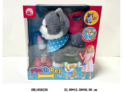 电动牵绳毛绒猫带音乐 叫声 牵绳开关长按可录音 会吐舌学说话  配USB线 3.7V锂电池包电_OBL1856236