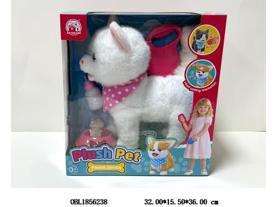 电动牵绳毛绒猫带音乐 叫声 牵绳开关长按可录音 会吐舌学说话  配USB线 3.7V锂电池包电_OBL1856238